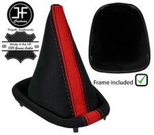 ROT SCHWARZ STREIFEN LEDER SCHALTSACK+KUNSTSTOFFRAHME F?R CITROEN C1 05-13