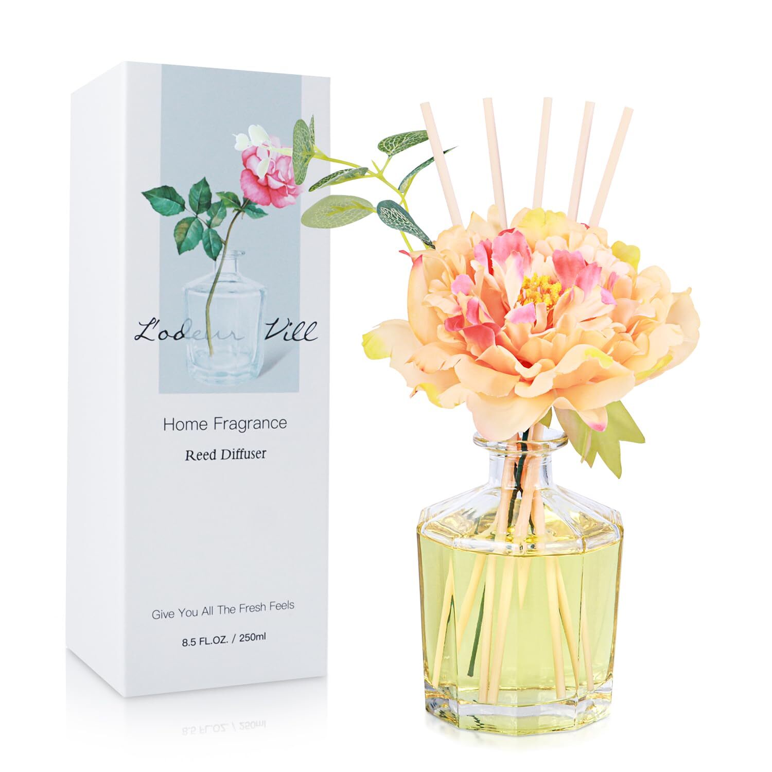 Reed Diffuser 8.5 Oz250ml Fresh Linen Bathroom Diffuser With 10 Sticks Scented-image