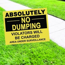 Absolutely No Dumping Yard Sign Stake Outdoor No Littering Notice Coroplast Sign