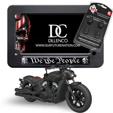 We The People Motorcycle License Plate Frame & Valve Cap Combo 