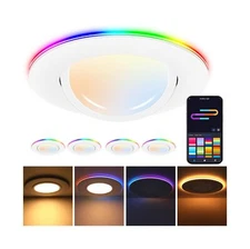 [4 Pack]CLOUDY BAY 6 Inch Gimbal Smart Recessed Lighting with Gradient Accent...
