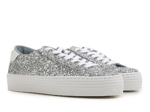 silver glitter platform sneakers