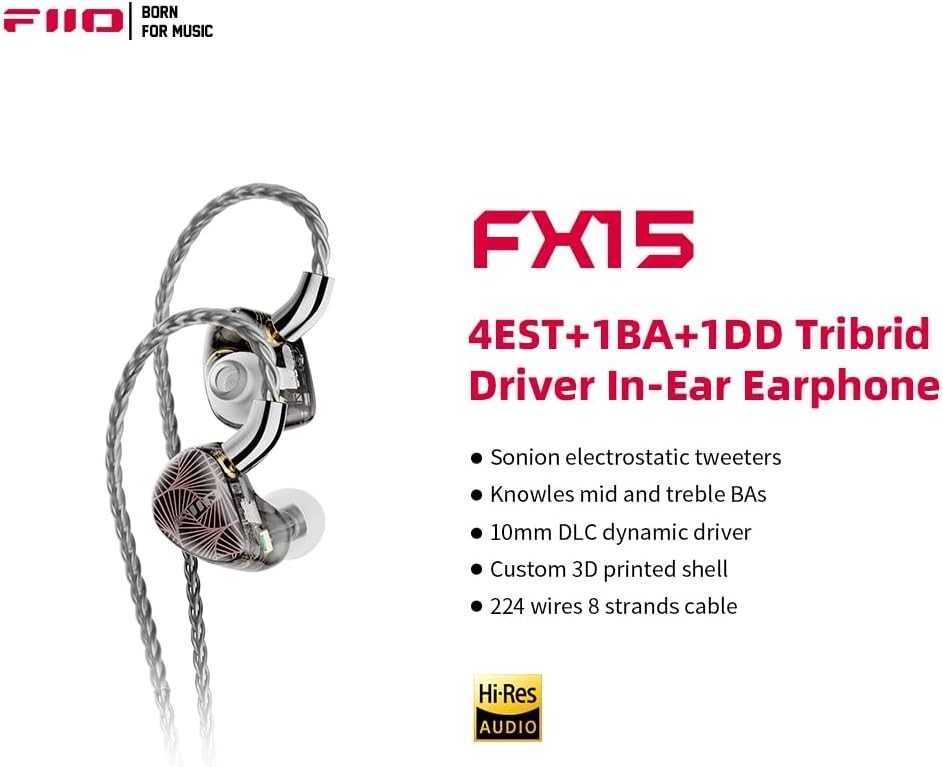 美品 正規品 Fiio FX15 （1DD+1BA+4EST（静電型）） FiiO FX15 HiFi Stereo Earphone 4EST+1DD+1BA Tribrid Technology in