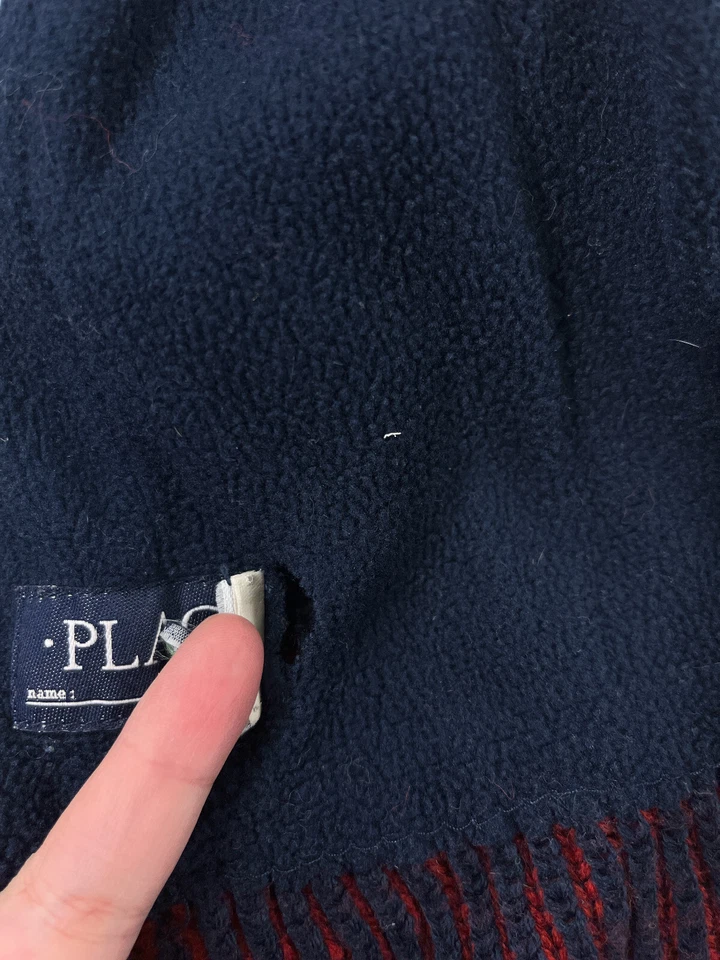 Gorro The Children's Place Toque Youth tamanho único malha vermelha listrada forrada - Imagem 3 de 4