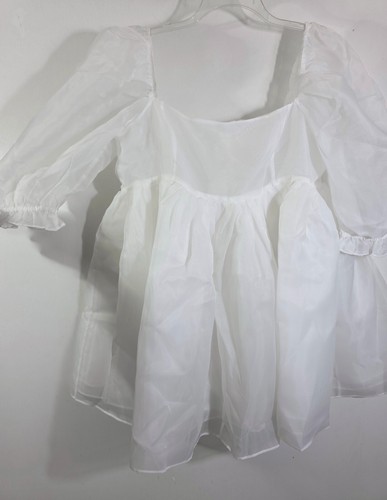 Nuevo con etiquetas Vestido Selkie Revolve Blanco Puff Organza Babydoll Mini Ducha Nupcial Talla 1X - Imagen 14 de 21