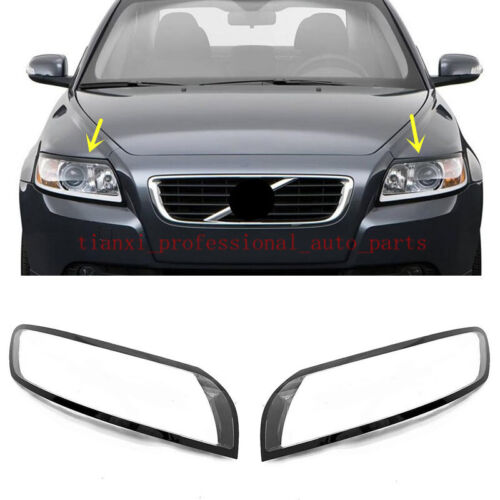 A Pair Headlight Clear Lens Cover + Sealant Glue For Volvo S40 2006-2012 - Picture 1 of 12