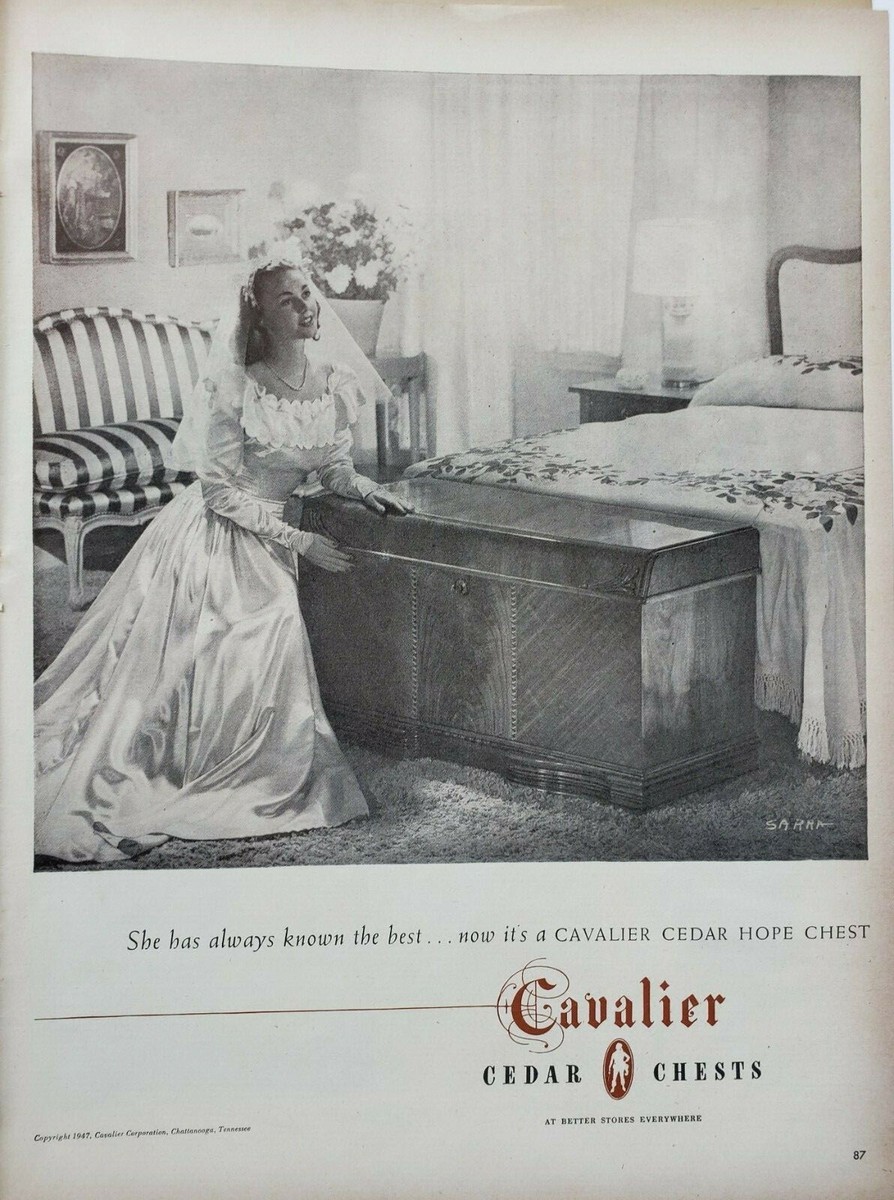 Vintage 1947 Cavalier Cedar Hope Chest Print Ad Wall Decor Art