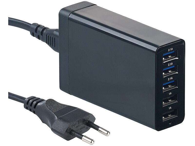 Chargeur USB intelligent Revolt 5 ports rapide pour smartphone et tablette