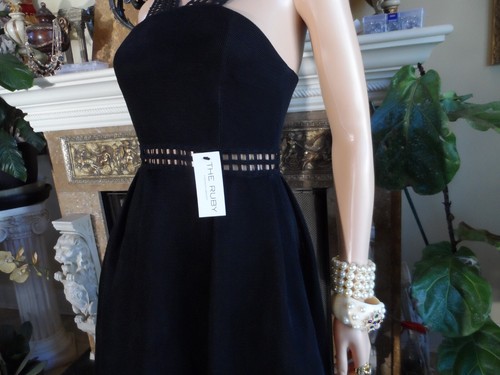 Self-Portrait Black Halter-Neck A Line Dress w/ Asymetrical Hem Detail-Size 4 - Picture 14 of 23
