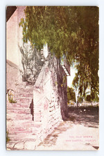 Vintage Old Postcard The Old Steps San Gabriel Mission California 1920's Cancel