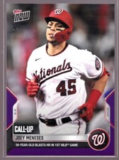 Joey Meneses Nationals 2022 TOPPS NOW #645 30 Yr Old Callup Hits HR Purple 10/25