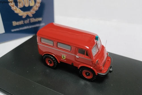 BOS 1/87 Resin car model Mercedes Benz Unimog 402 Feuerwehr Red - Picture 4 of 5