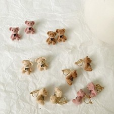 New Girls Cute Stud Teddy Bear Charm Plush Earrings Cute Bow Jewellery Bear Doll