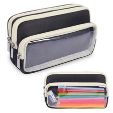 Color-Block Pencil Case 100 Pen Capacity Pen Pouch Stationery Box Makeup Bag