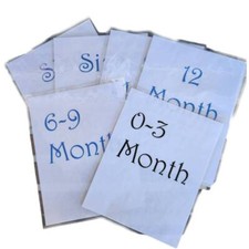 Laminated 7 signs baby clothing size yard sale store display accessories 11.5x9"