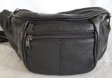 Vintage Black Soft Faux Vegan Leather Fanny Pack Adjustable Strap and Buckle