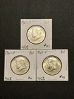 Lot of 3 1967 P Kennedy Half Dollar 40% Silver Coin - Brilliant Uncirculated .50