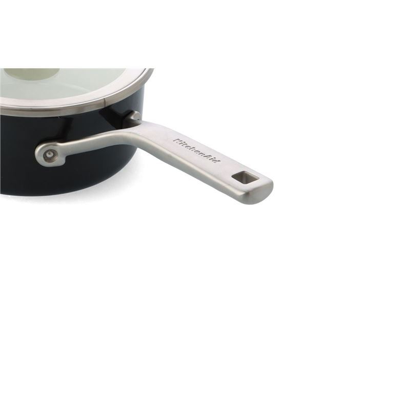 KitchenAid Luxury Steel Core Enamel 16cm Covered Saucepan 1.3Ltr Onyx