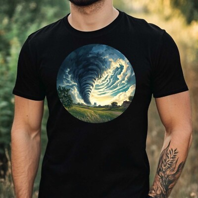 T-Shirt Herren Tornado Landschaft Motiv Baumwolle Größe XS bis 5XL