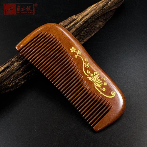 Natural Wooden Hair Comb Red Sandal Wood Comb Fine Toothed Comb Massage Brush