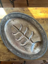 Less $ than new - SILVER Meat Serving Platter Wm. Rogers Thanskgiving Christmas