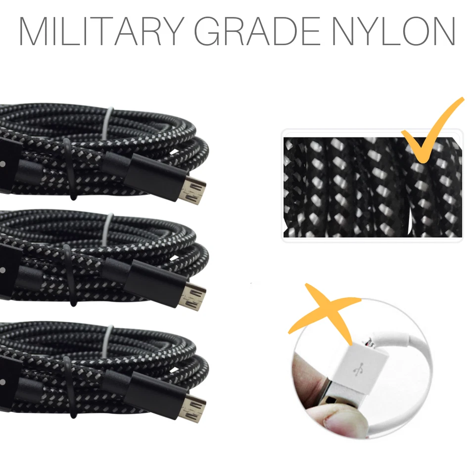 10FT Micro USB Cable 5 Pack Fast Charging Cord For Samsung Android Charger Cord - Image 3 of 4