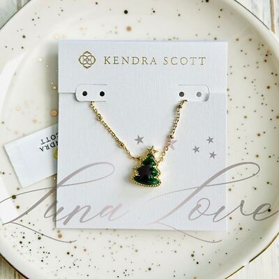 KENDRA SCOTT Holiday Tree Gold Short Pendant Necklace in