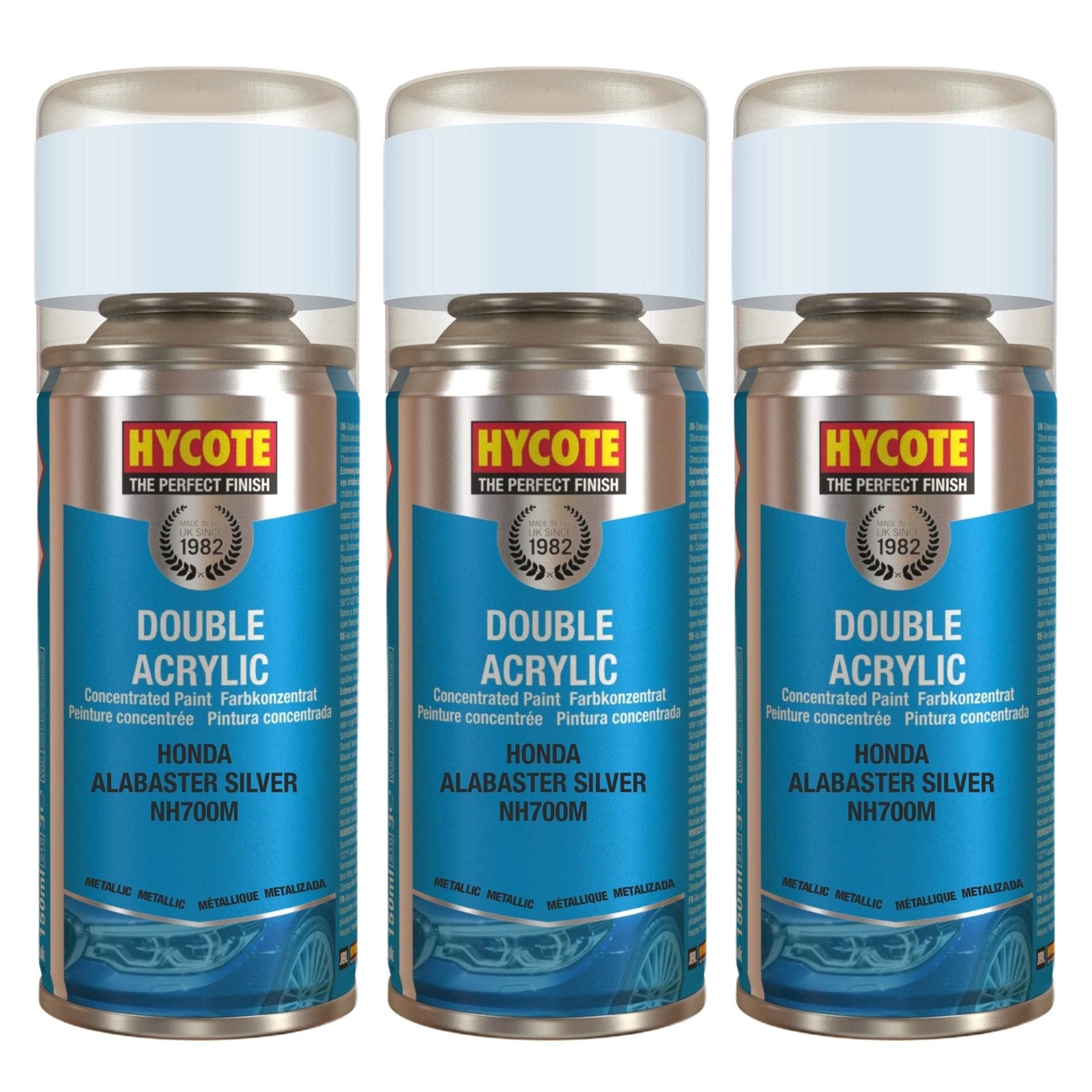 Hycote Colour Spray Paint XDHD605 Honda Alabaster Silver 150ml x3