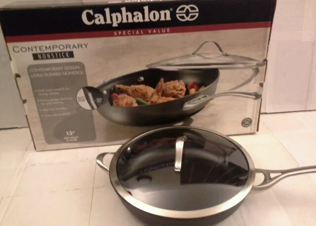 Calphalon Contemporary Nonstick 13 Deep Skillet with Cover New
