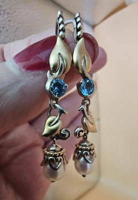 Barbara Bixby Ohrhänger Sterlingsilber & 18 Karat Gold Blautopas Zuchtperlen