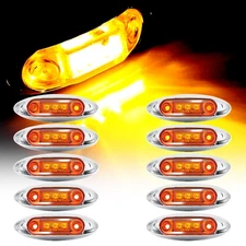 10X Side Clearance Lights Marker 3LED Tail Light Truck Trailer RV Amber 4" Lamp