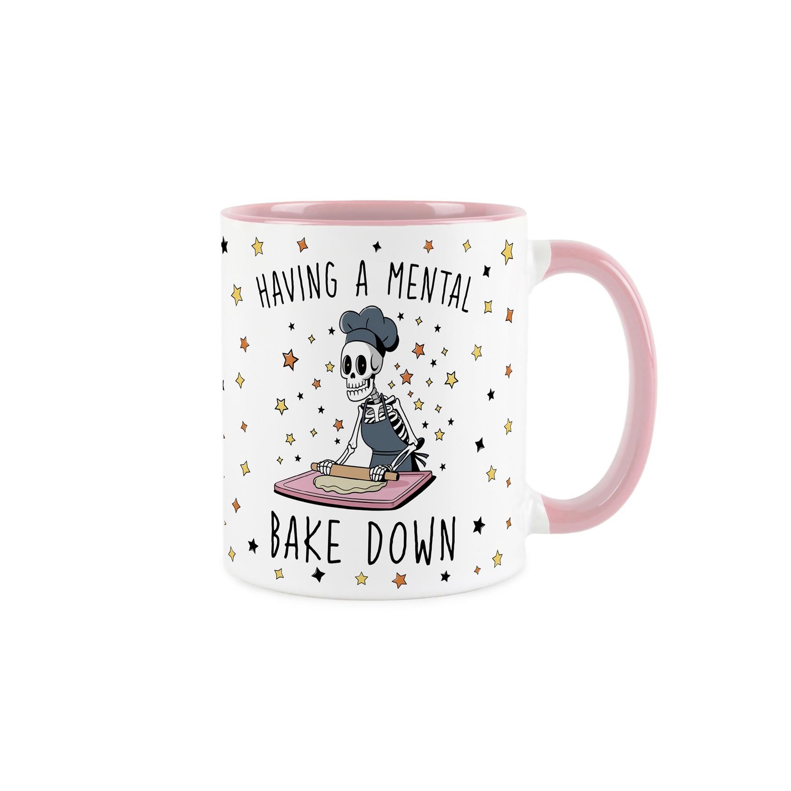 Mental Bake Down Mug - Novelty Pink Ceramic Tea/Coffee Cup Gifts for Bakers