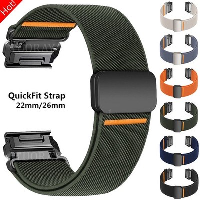 QuickFit Nylon Magnetic Watch Band For Garmin Fenix E 8 7 7X 6 6X Pro 5 5X Plus