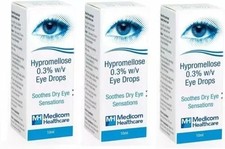 Hypromellose 0.3% Eye Drops For Dry Eyes 10ml - 3 pack **Brand May Vary**