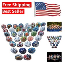 Multicolor Vintage Charm - 20 Floral Ceramic Knobs for Cabinet and Drawer Pulls