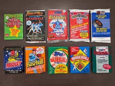 Vintage 1980s-90s Multi-Sport Sealed Wax Packs (10) Gift Idea & Fun Rip! Lot 15