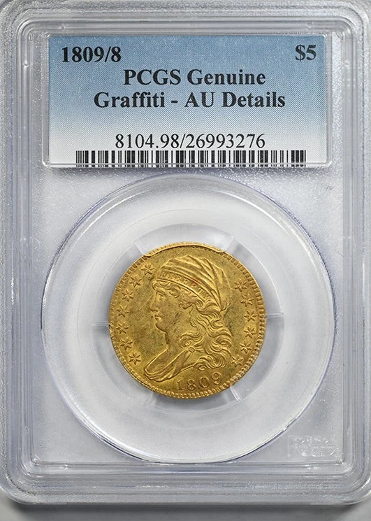 1809/8 Capped Bust Gold Half Eagle $5 PCGS Genuine AU Details
