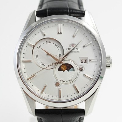 ORIENT Classic SUN & MOON RN-AK0305S Men's Watch White Silver Mechanical NEW