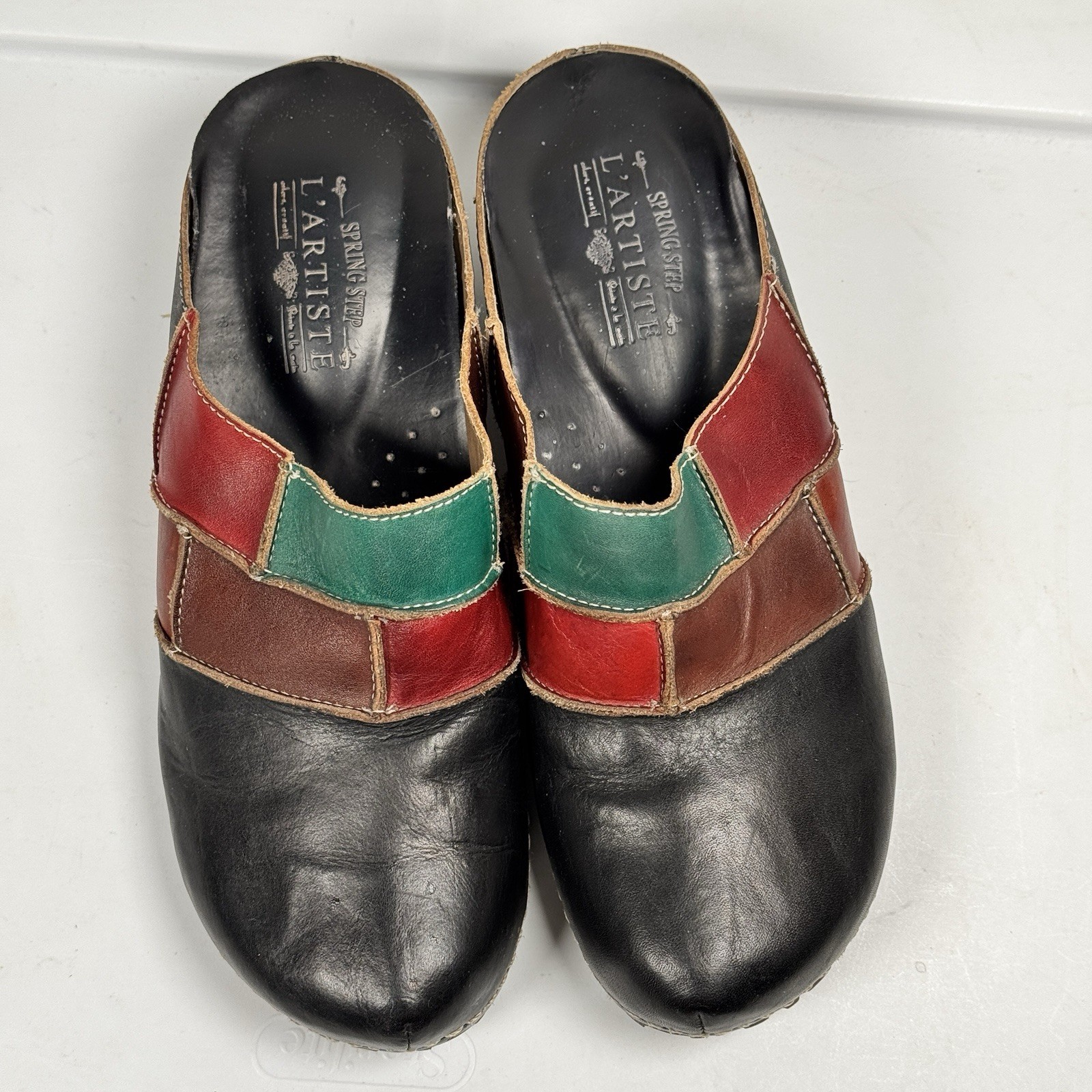 L’artiste Spring Step Leather Patchwork Clogs Y2K… - image 3