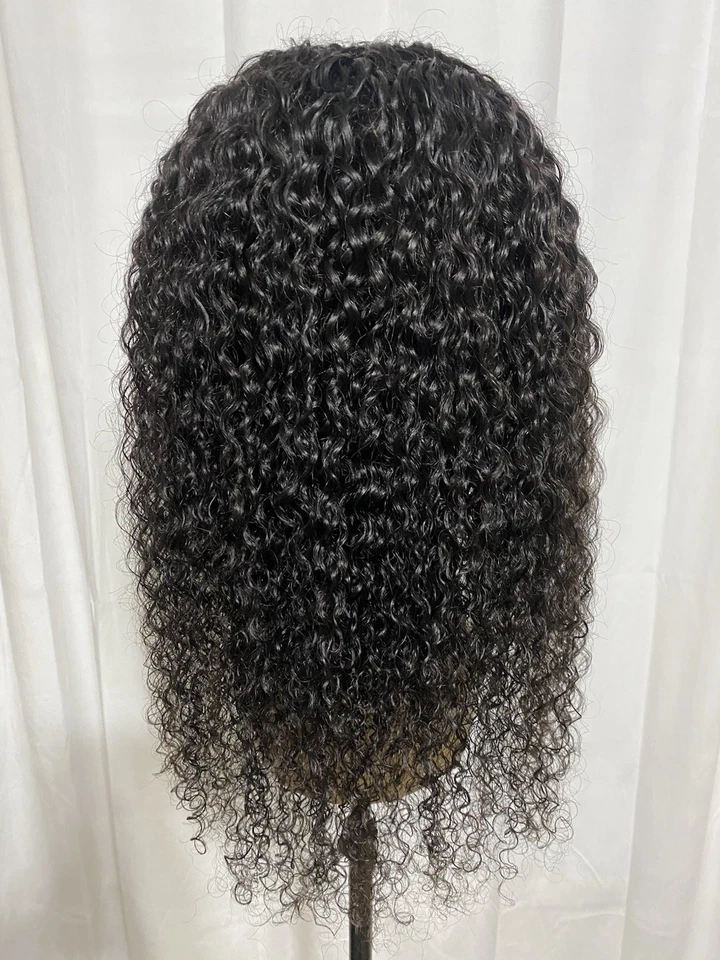 Парик с кудрявой повязкой на голову Kinky 100% человеческие волосы без клея 22 дюйма цвет черный - Изображение 4 из 4