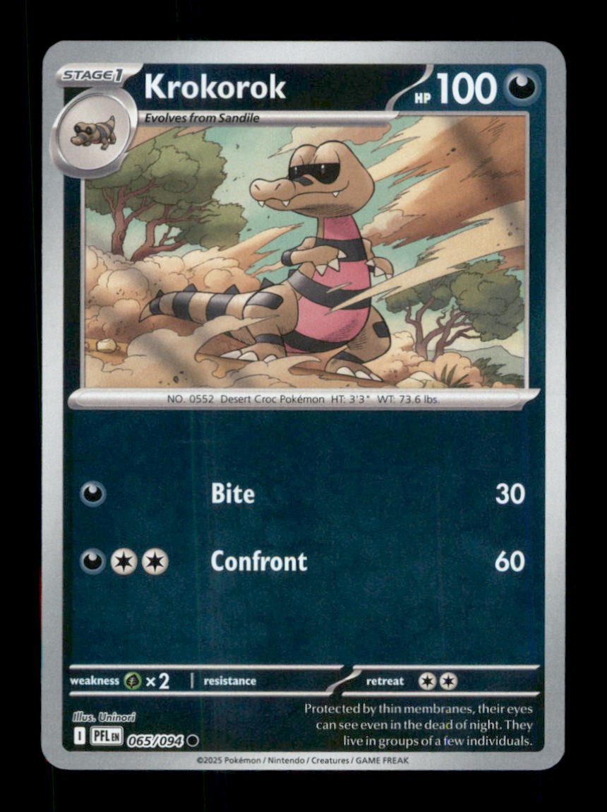 Krokorok Common Reverse Holo ME02: Phantasmal Flames 065/094 NM