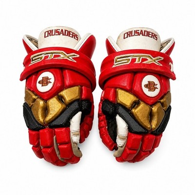 STX Ignitor Impact Lacrosse Gloves Crusaders Red/Black Genuine Leather Pre-Owned