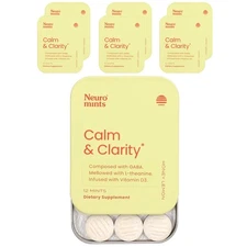 NeuroMints, Calm & Clarity, Honey Lemon, 6 Packs, 12 Pieces Each