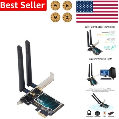 AX3000 WiFi 6 PCIe Card Bluetooth 5.2 Adapter Intel AX200 3000Mbps Desktop