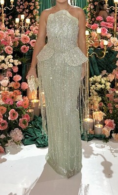 Beaded Chandelier Sage green Gown- Aster dress From Minna fashion. Euro Size 38 