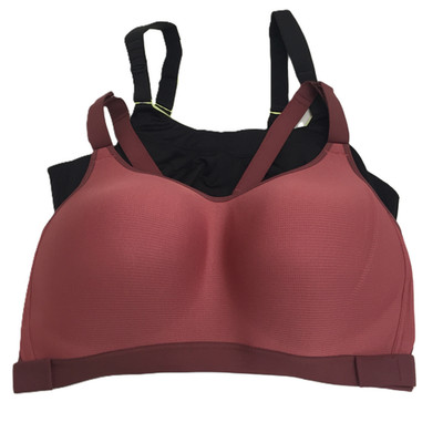 Goodmove Women's Sports Bra 2 Pack  Black & Berry Zip Front Padded Underwire New