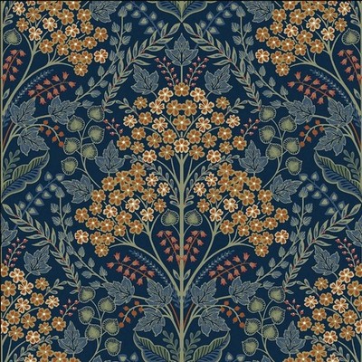 Wallpaper Winkworth Botanical Navy Green Tan Rust, 60 sq ft Bolt