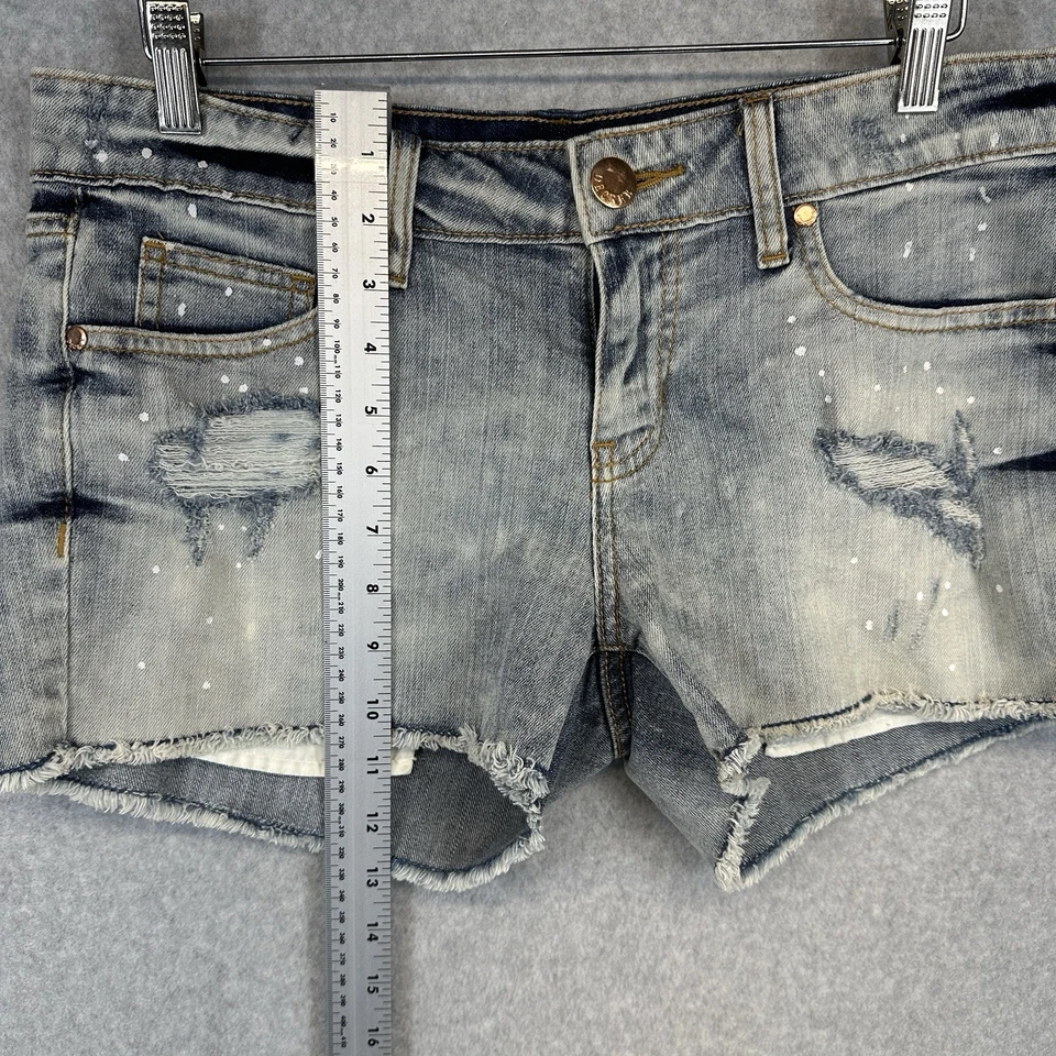 Pantalones Cortos Decree Jean Para Mujer 13 Azul Corte Tiro Medio Elastizados Envejecido Botín Foto 4 de 4