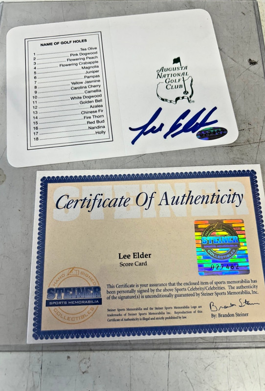 Lee Elder signed Masters (Agusta National Golf Club) Scorecard, COA