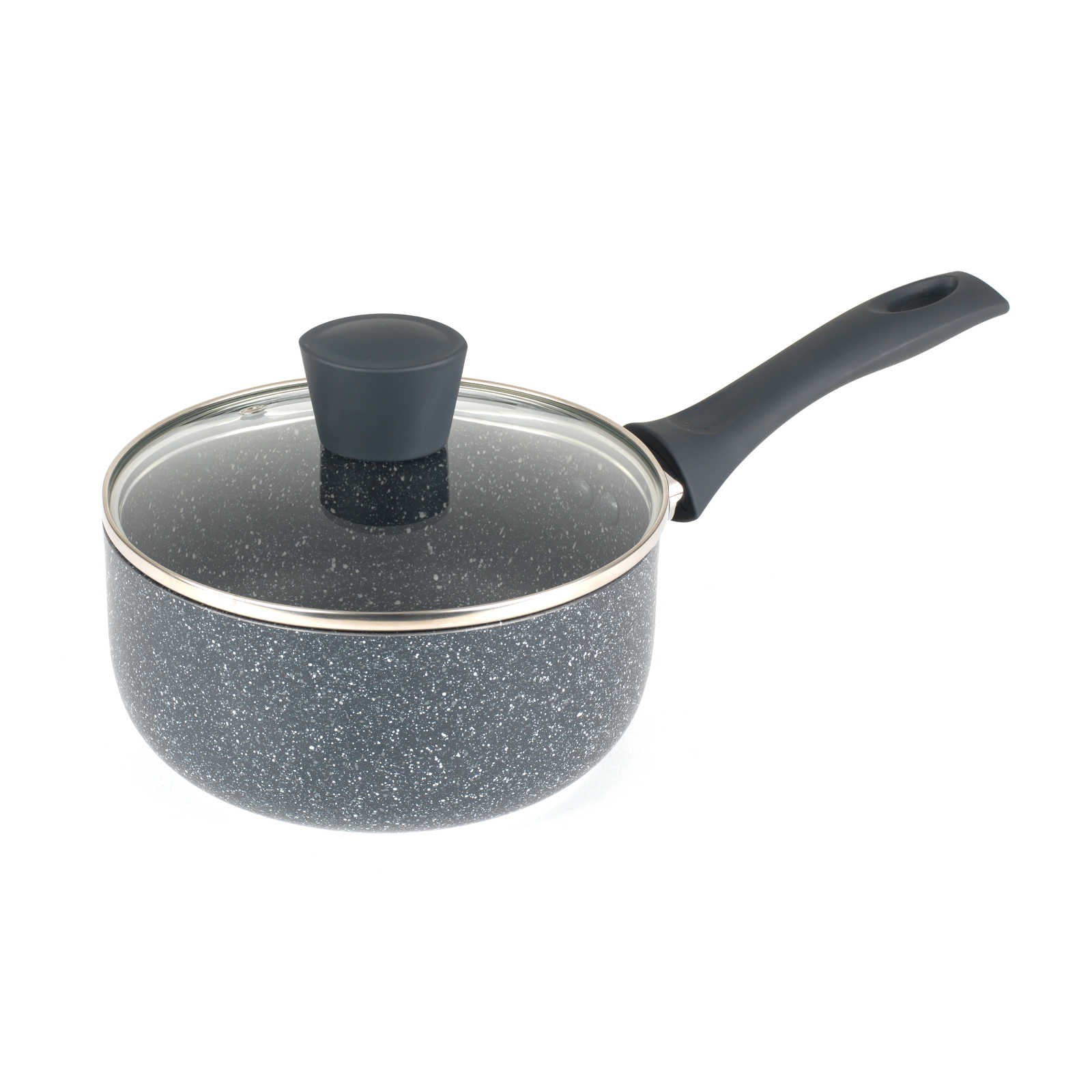 Russell Hobbs Nightfall Stone Saucepan with Lid, 18 Cm, 2 L | Pressed Aluminium, 2-Layer Non-Stick Interior, Induction Suitable Base, Tempered Glass Lid With Steam Vent, Bakelite Handle - Image 2